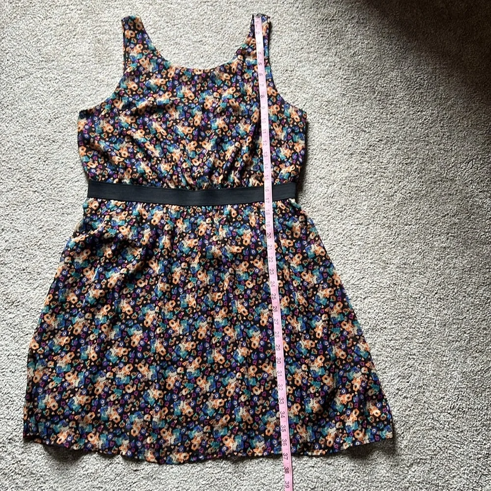 Xhilaration Sleeveless Floral Dress XL Black Orange Blue Purple Flowers Keyhole - Picture 11 of 15